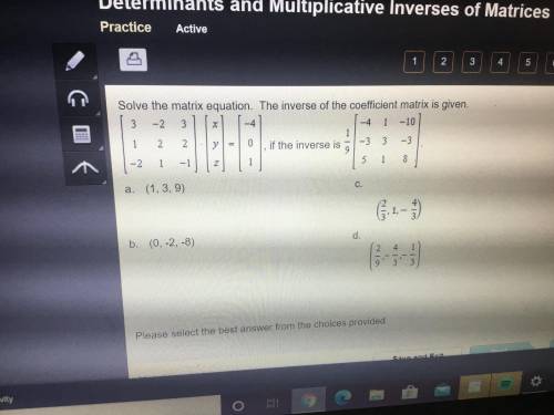 Please Help Solve the matrix equation. The inverse of the coefficient matrix is given