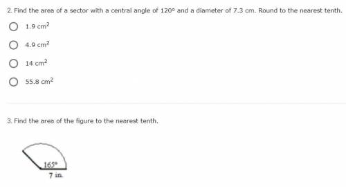 Find the area of a sector with a central angle of 120° and a diameter of 7.3 cm. Round to the neare