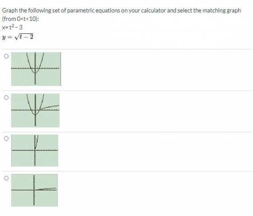 Graph the following set of parametric equations on your calculator and select the matching graph.