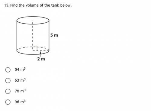 Find the volume of the tank below. * PLEASE ANSWER ASAP *