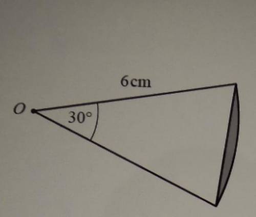 the diagram shows a sector of a circle, centre O and radius 6 cm the sector angle is 30° . the area