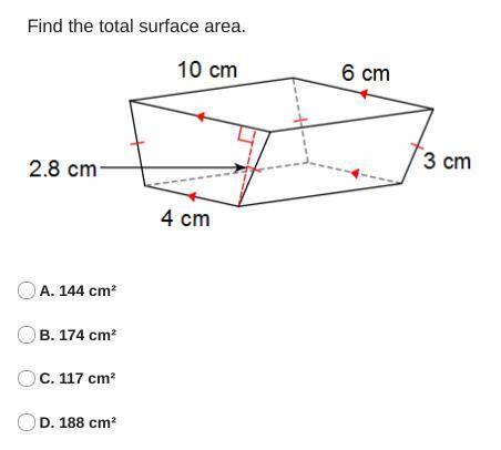 PLEASE HELP ME ASAP Find the total surface area.