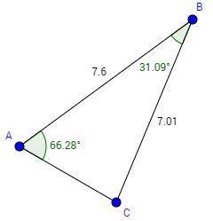 Find the area of triangle ABC. A. 14.45 units² B. 18.51 units² C. 13.76 units² D. 14.39 units²