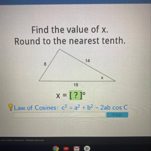 Find the value of x Round to the nearest tenth 
Pls help :(