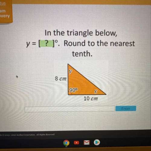 In the triangle below y=? Round to the nearest tenth