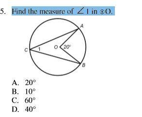 Find the measure of ∠ 1 in O.