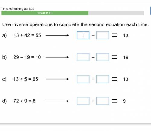 Use inverse operations to complete the second equation each time