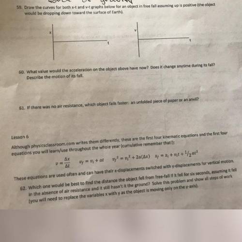 I NEED HELP WITH 59-62

PLEASE HELP ME
60. What value would the acceleration on the object ab