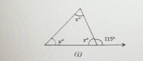19. In each of the following ligures, find the values of x and y