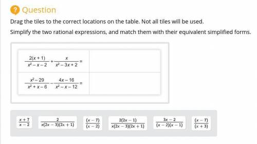 Simplifying two rational expressions, matching them with their equivalent simplified forms. Please