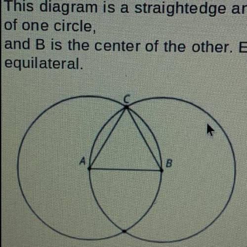 Question 1 (1 point)

This diagram is a straightedge and compass construction. A is the center
of