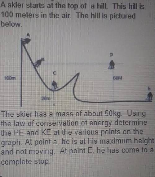 a skier starts at the top of a hill this hill is 100 meters in the air the hill is pictured below t