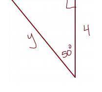Last one, use trigonometry to help you solve for y given that one side is 4 and there is an angle o