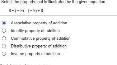 Select the property that is illustrated by the given equation.