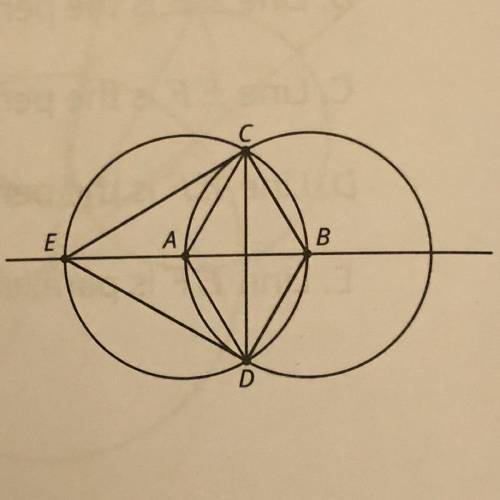 In the construction, A is the center of one circle, and B is

the center of the other, Explain why