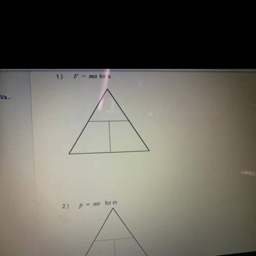 NEED TO SHOW ALL WORK) For each of the equations given below, use the triangle method to solve for