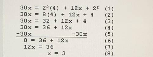 Please I need help

10. Examine the following solution to a linear equation. Do you see a mist