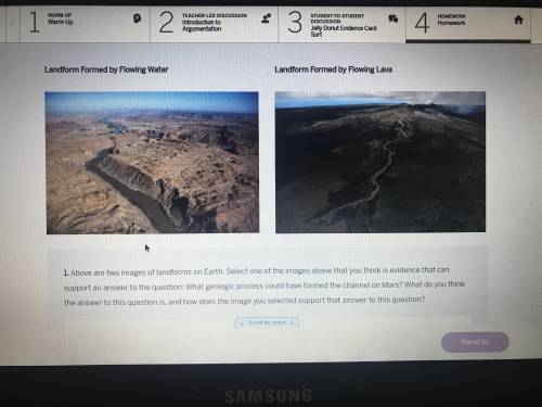 Above are two images of landforms in Earth. Select one of the images above that you think is eviden