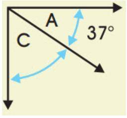 Look at the diagram below. If ∠A and ∠C are complementary, what's the measurement of ∠C?