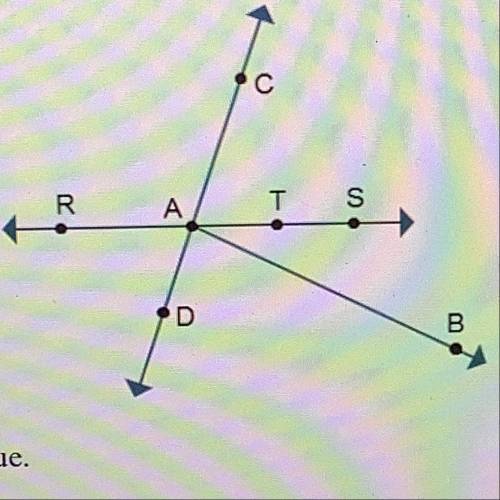 Analyze the diagram to answer the following

a) A point on ray AS is
b) AR and AB create what angl