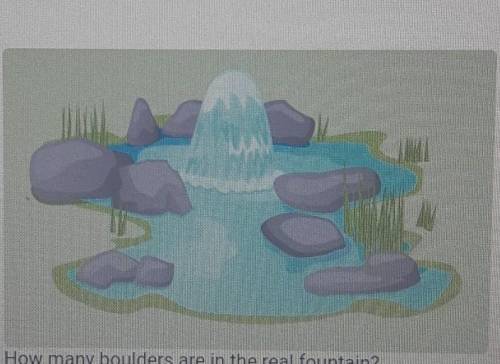 here is a scale of a fountain at a museum. the scale is 1:30. how many boulders are in the real fou