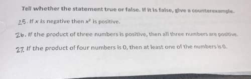 Tell whether the statement true or false. If it is false, give a counter example.

Can anyone help