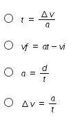 Which equation can be used to solve for acceleration?