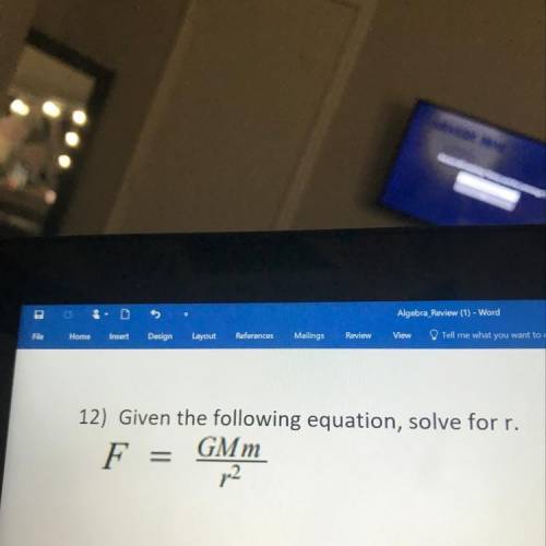 Given the following equation, solve for r.