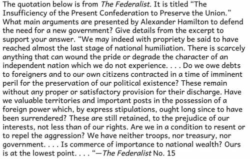 What arguments are presented by Alexander Hamilton to defend the need for a new government?