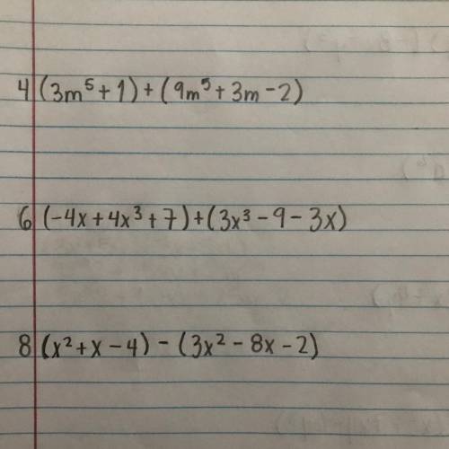 Add the polynomials (Write answers in descending order)