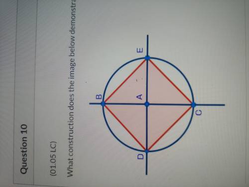 What construction does the image below demonstrate A. A square inscribed in a circle B. A square ci