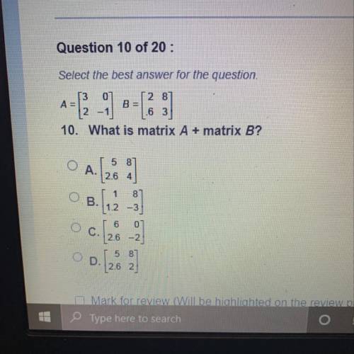 Help Please!! What is A + matrix B?