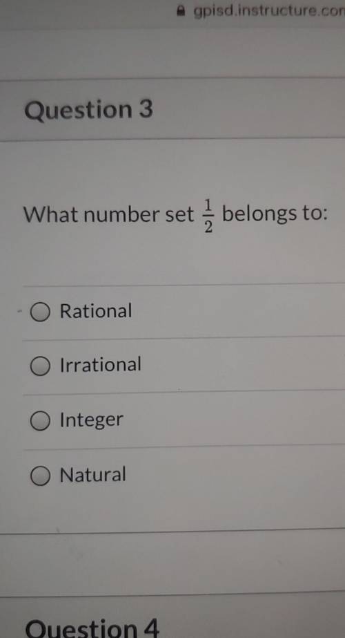What number set 1/2 belongs to? rational, irrational, integer, or natural