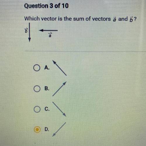 Which vector is the sum of vectors a and B?