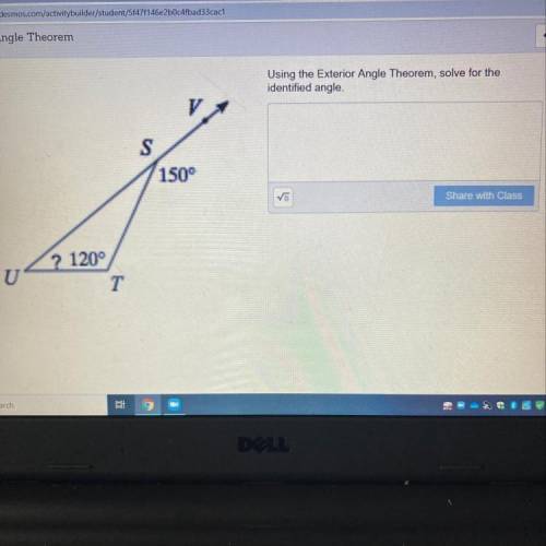 Using the exterior angle theorem, solve for the identified angle.