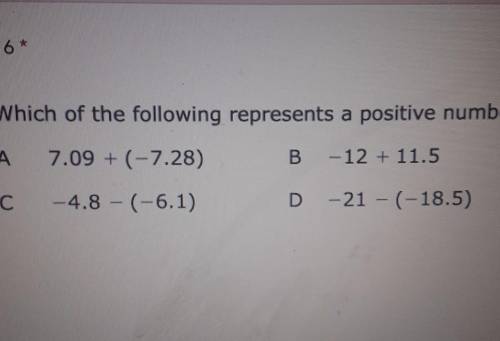 Which of the following represents a positive number?
