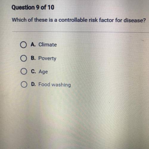 Which of these is a controllable risk factor for disease?