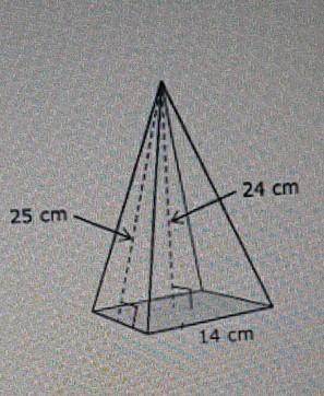 What is the surface area of the square pyramid shown?