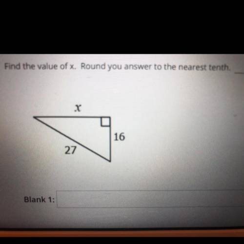 Question 2 (1 point)

Find the value of x. Round you answer to the nearest tenth.
X
16
27