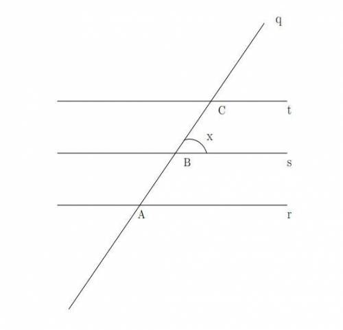 Consider three parallel lines r, set cut by a transversal line that respectively at points A, B and