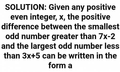 Given any positive even integer, x, the positive difference between the smallest odd number greater