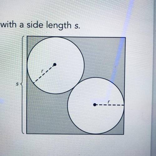 How to find the area of a square (shaded in) with two circles. I need to find how to get the area.