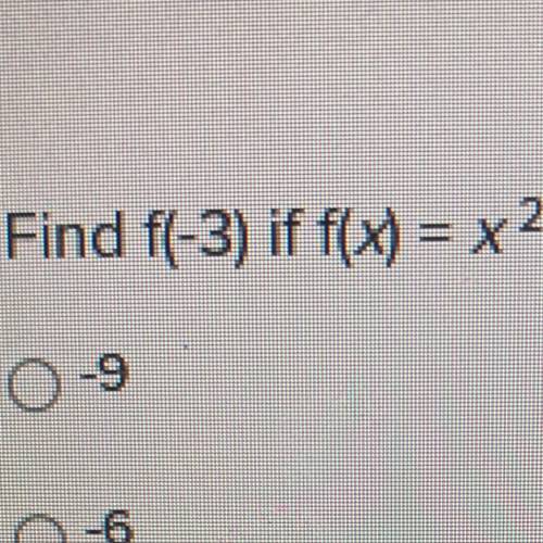 Find f(-3) if f(x) = x2
Help me please!!