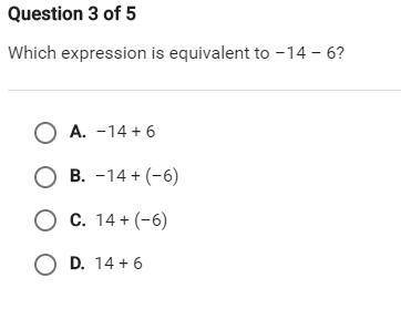 Which expression is equivalent to -14-6