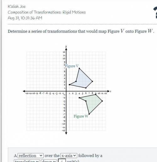 Determine a series of transformations that would map Figure V onto Figure W.
