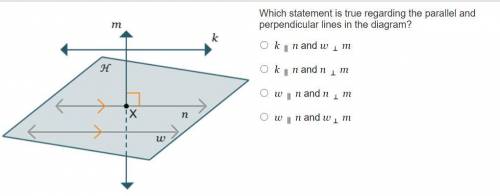 Which statement is true regarding the parallel and perpendicular lines in the diagram? k Parallel t
