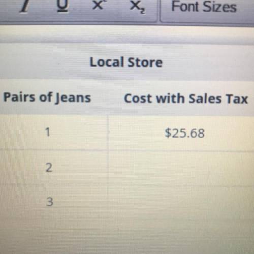 PLEASE HELP ME!!. The local store where Tim shops charges 7% sales tax for clothing. Complete the t