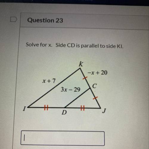 Solve for x. Side CD is parallel to side KI