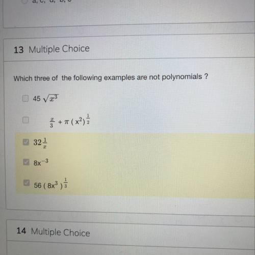 Which three of the following examples are not polynomials ?