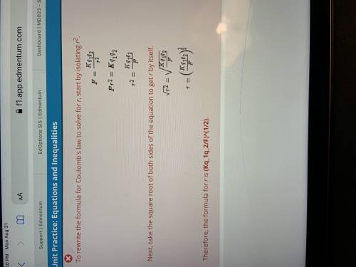 Look at picture of question Coulomb’s law is given by f=kg1g where f is the force k is a constant q